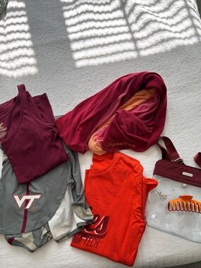 Virginia Tech ladies swag- tunic shirt, tshirt, scarf, clear crossbody, bracelet